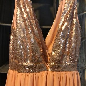 Lulus Rose gold Champagne Sequin maxi dress